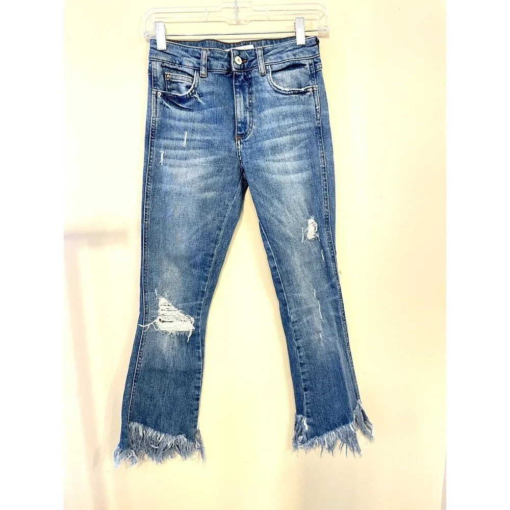 Zara Trafaluc Denimwear | Women's Distressed Medium Wash Jeans Size 2